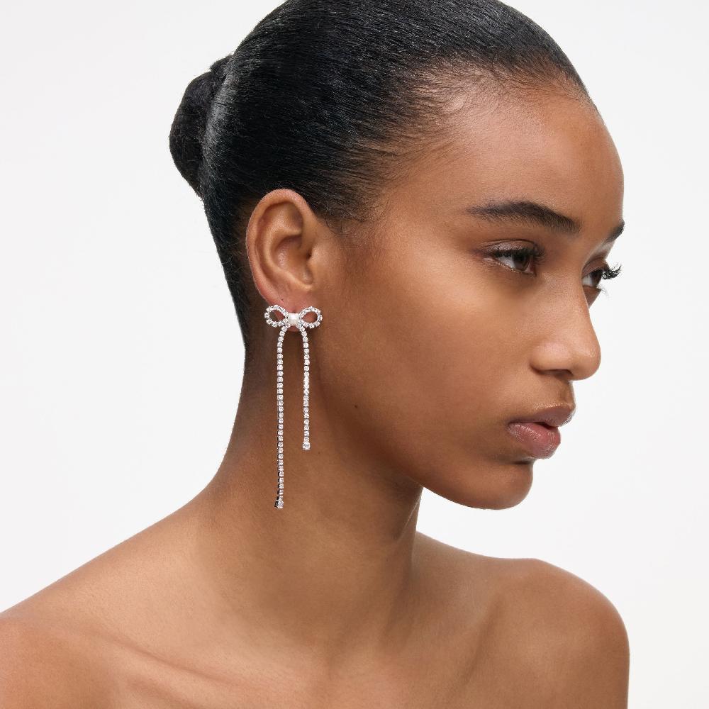 Self Portrait Crystal Droplet Bow Earrings JEWELLERY