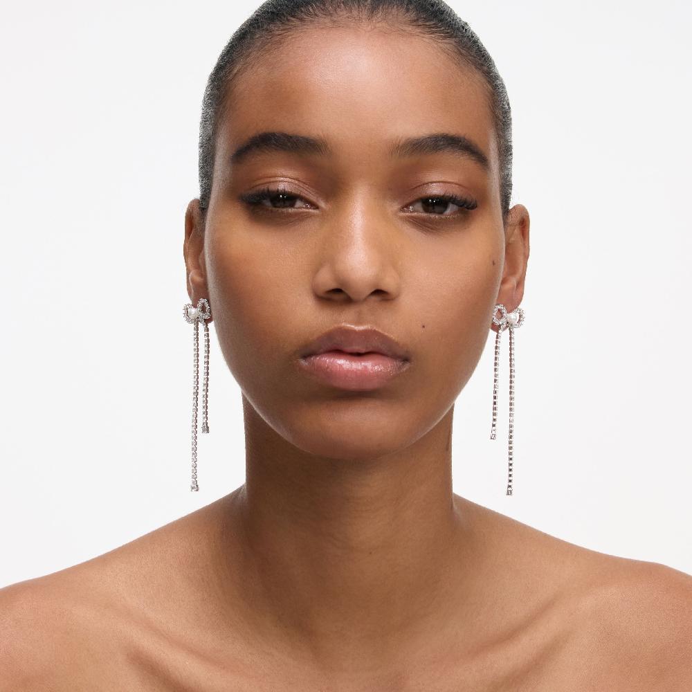 Self Portrait Crystal Droplet Bow Earrings JEWELLERY