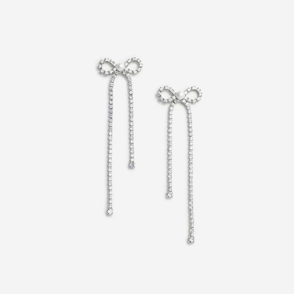 self portrait Crystal Droplet Bow Earrings JEWELLERY