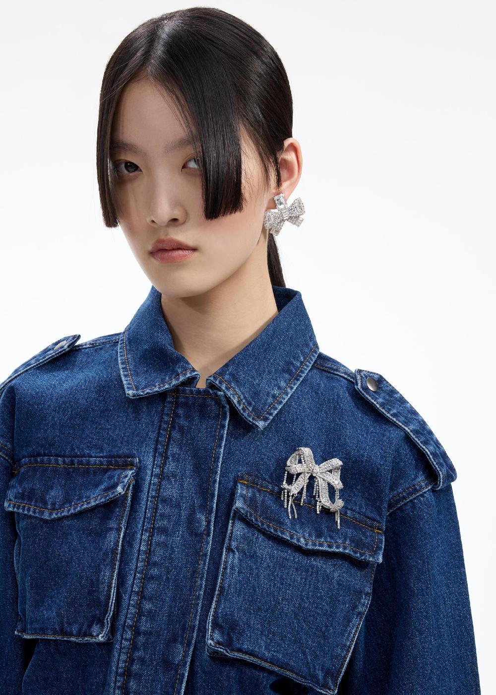 Self Portrait Crystal Embellished Bow Brooch JEWELLERY