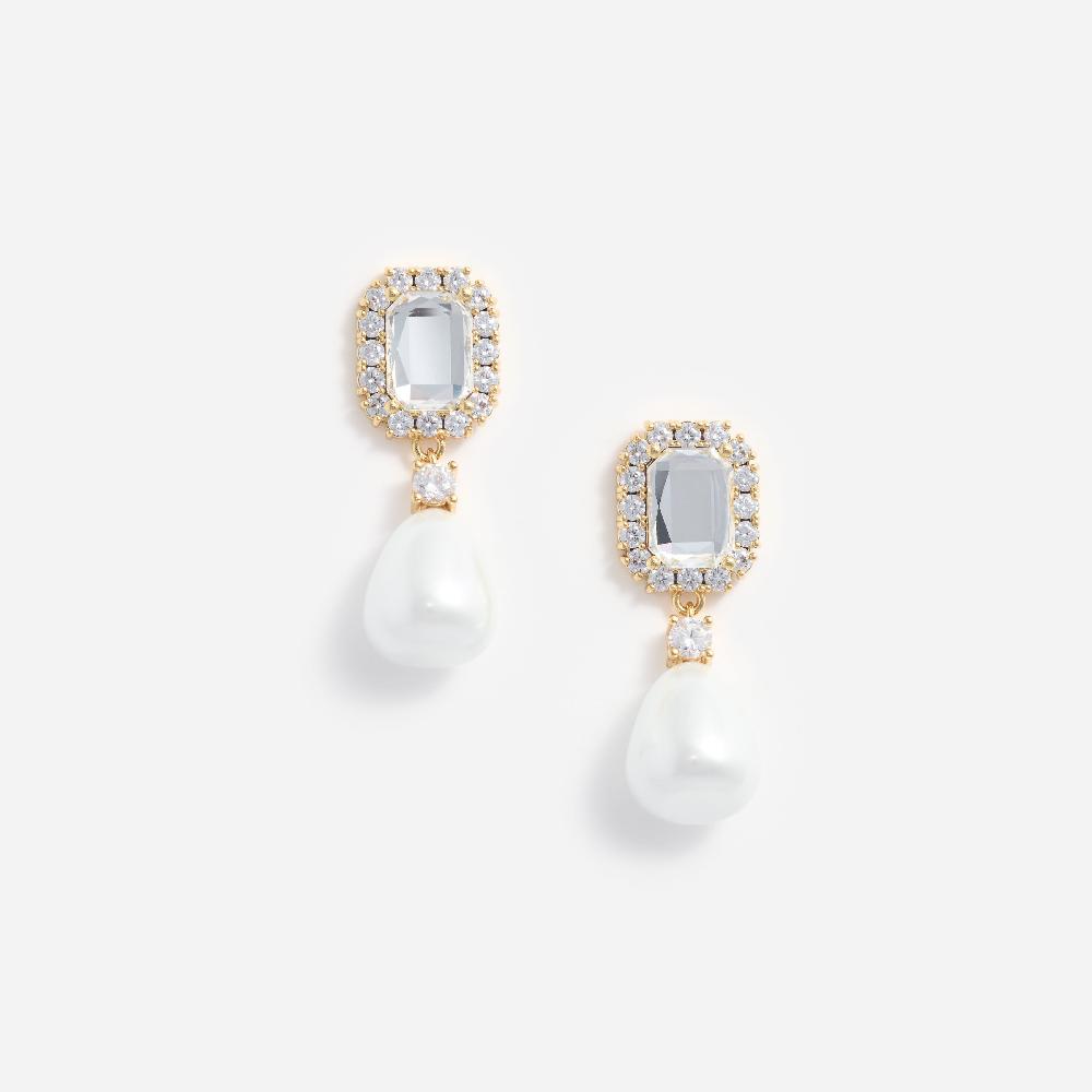 self portrait Crystal Embellished Pearl Drop Earrings JEWELLERY