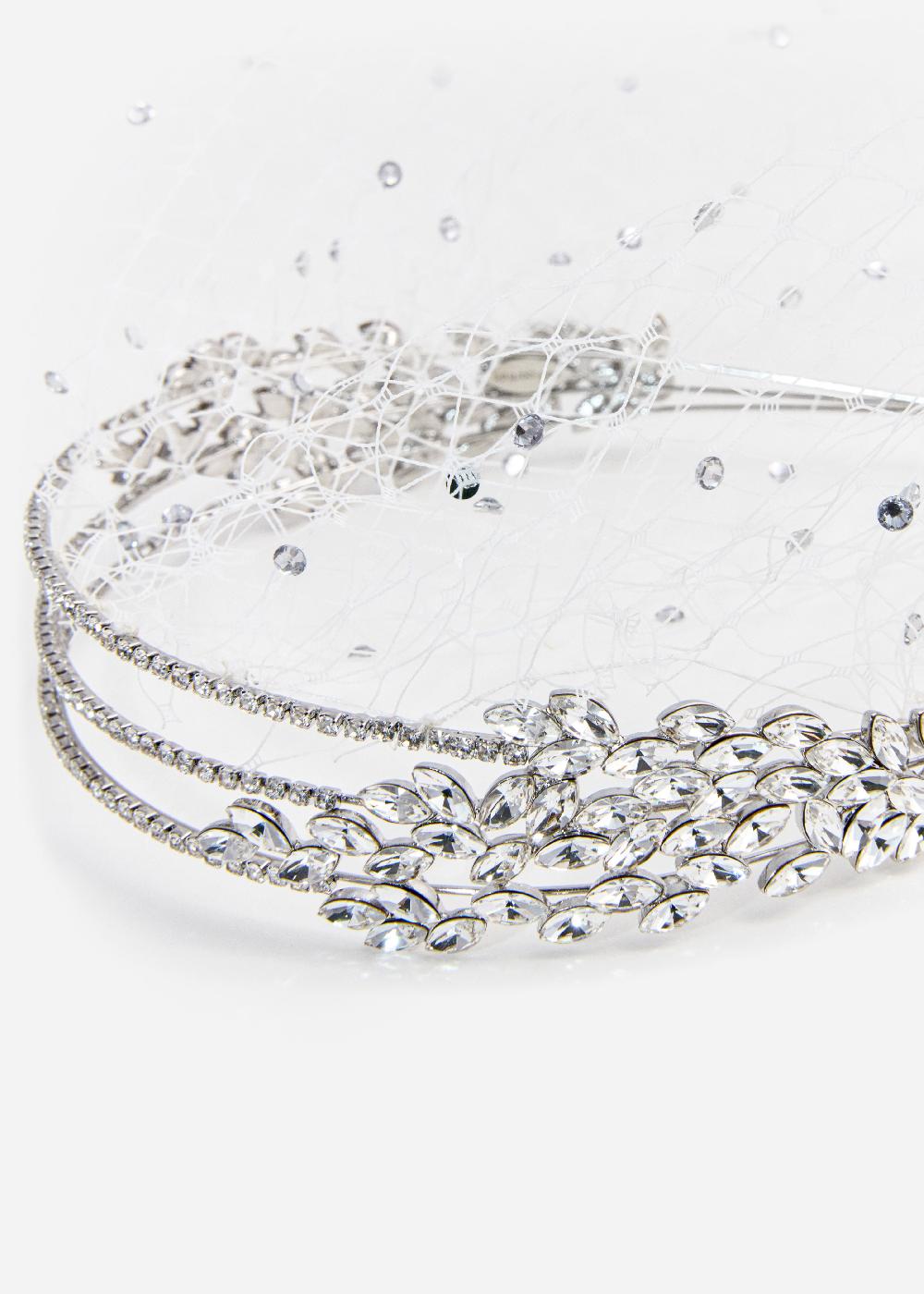 Self Portrait Crystal Embellished Veil Headband ACCESSORIES
