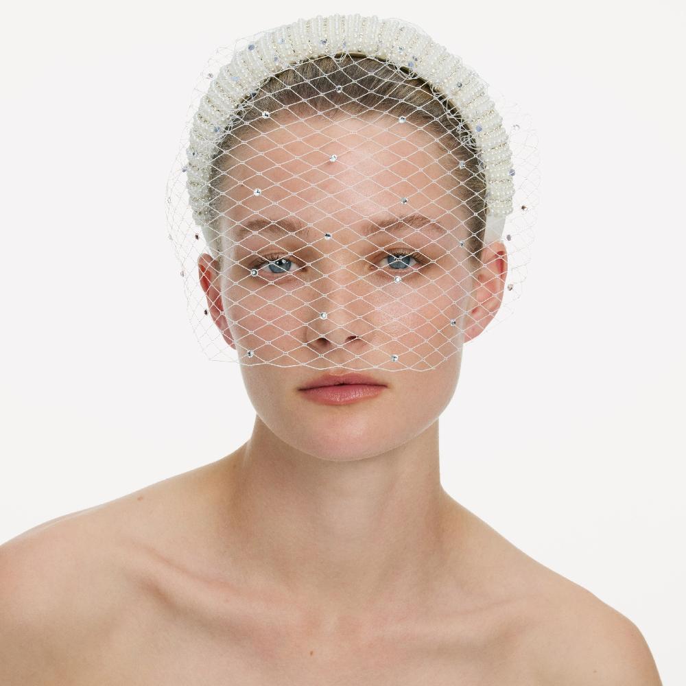 Self Portrait Crystal Embellished Veil Headband JEWELLERY