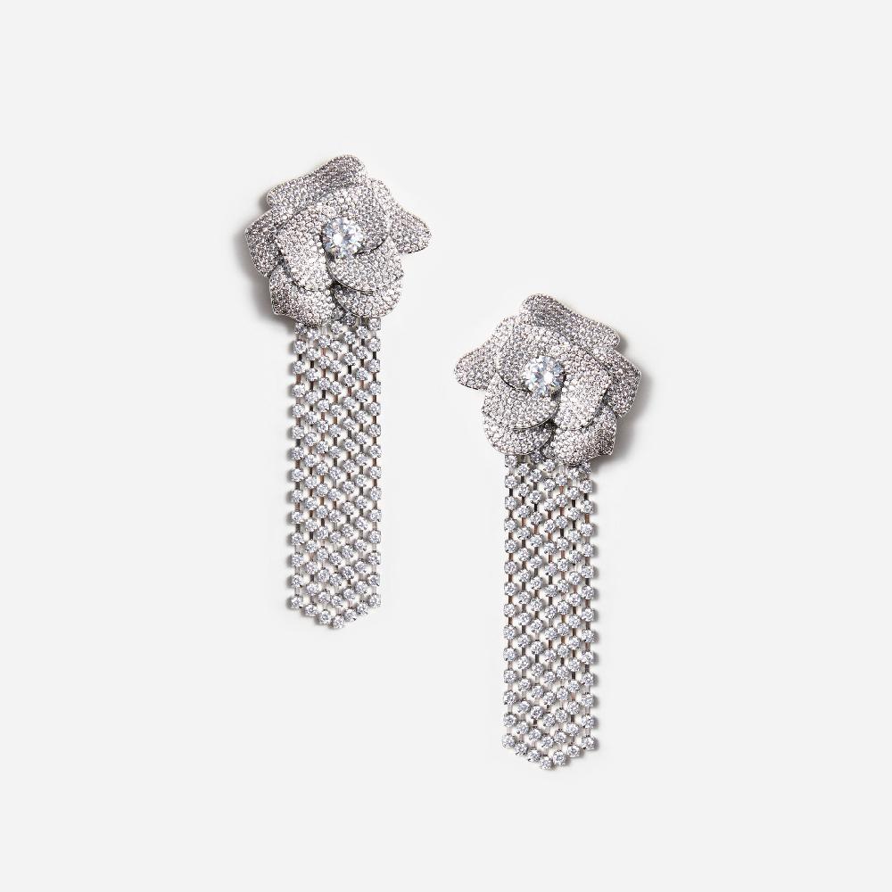 self portrait Crystal Flower Droplet Earrings JEWELLERY