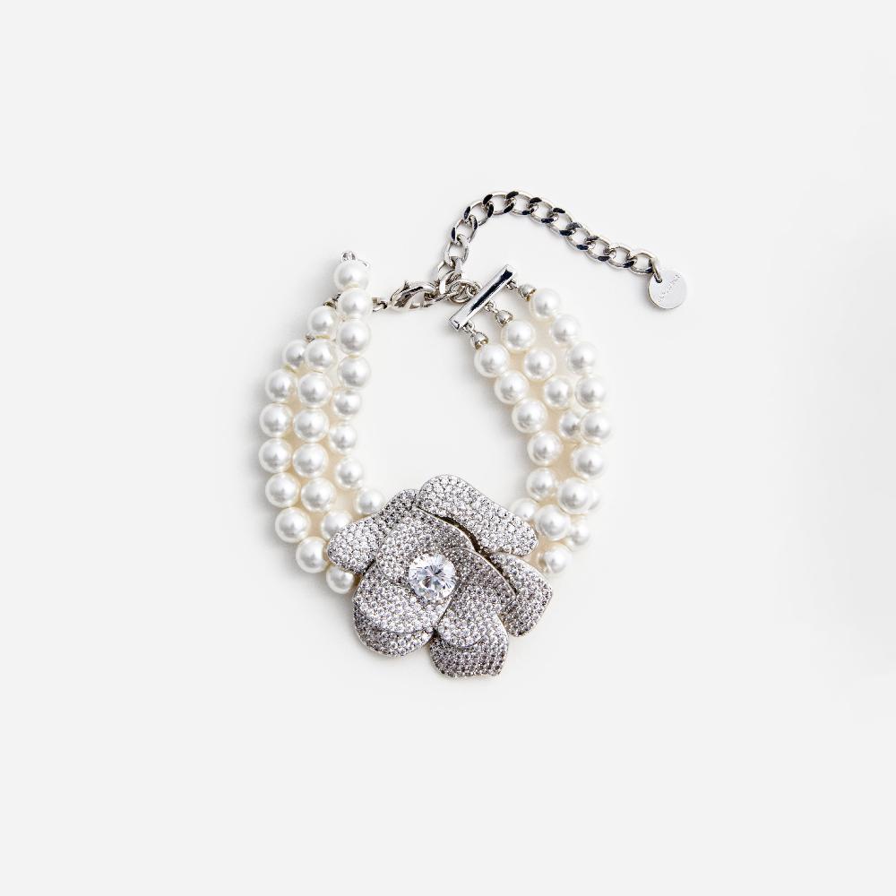 self portrait Crystal Flower Pearl Bracelet JEWELLERY