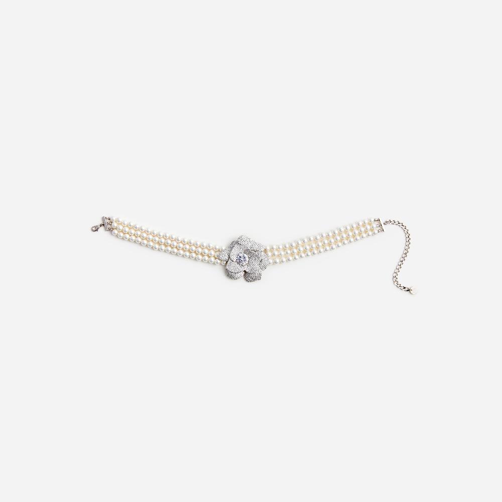 self portrait Crystal Flower Pearl Choker JEWELLERY