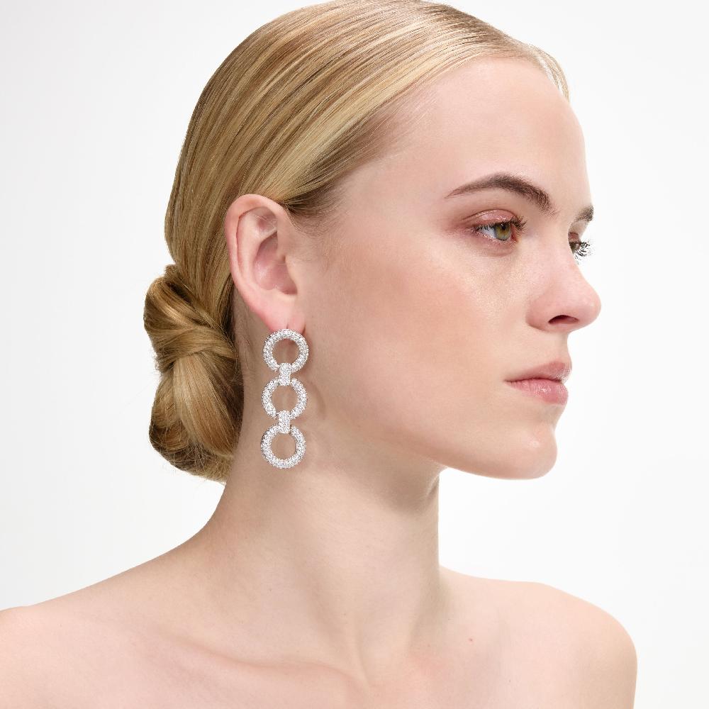 Self Portrait Crystal Link Three Tiered Earrings JEWELLERY