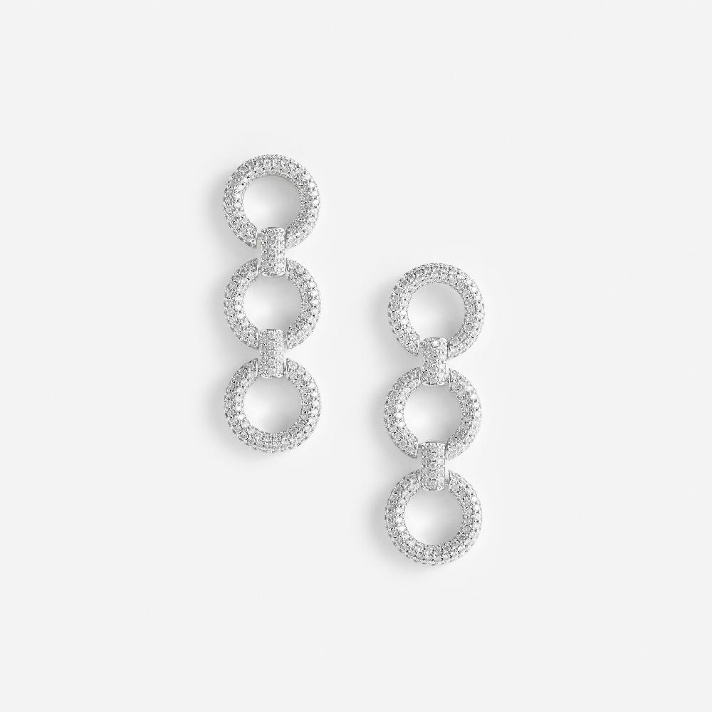 self portrait Crystal Link Three Tiered Earrings JEWELLERY