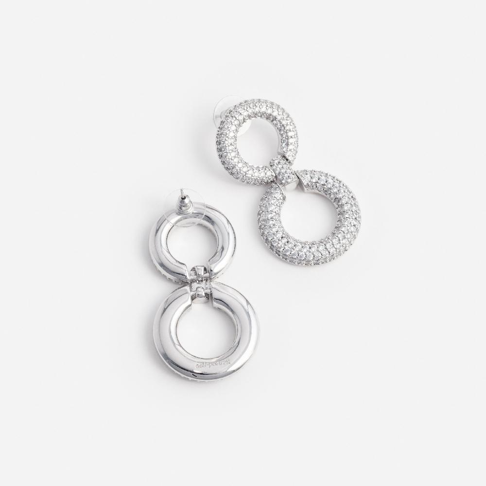 Self Portrait Crystal Link Two Tiered Earrings JEWELLERY