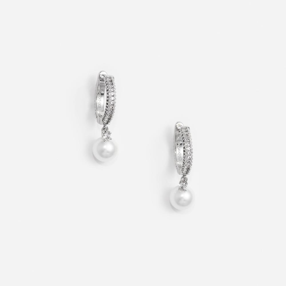self portrait Crystal Pearl Drop Hoop Earrings JEWELLERY