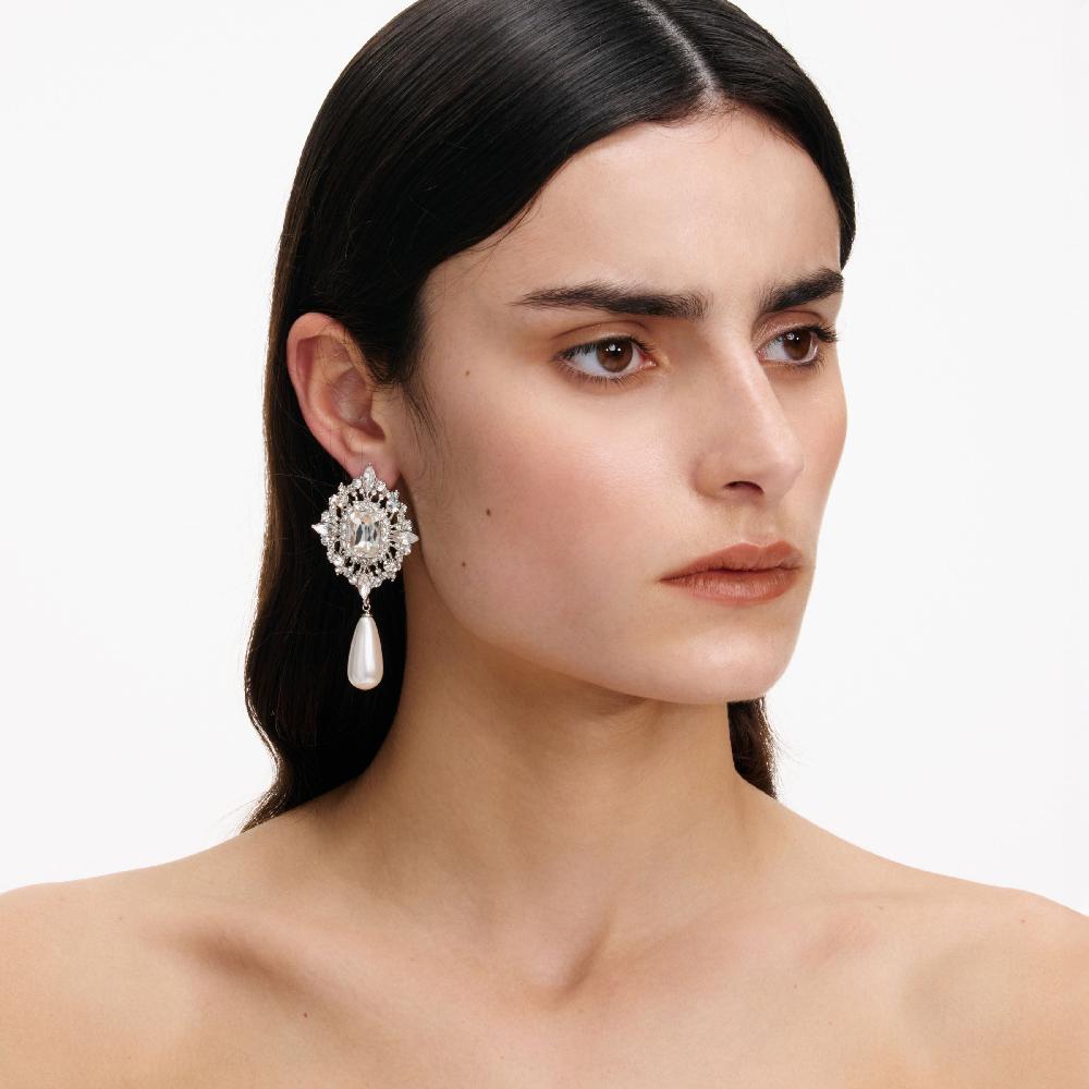 Self Portrait Crystal Pearl Droplet Earrings JEWELLERY