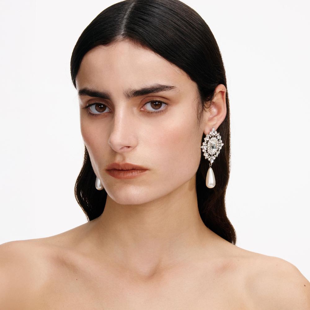 Self Portrait Crystal Pearl Droplet Earrings JEWELLERY