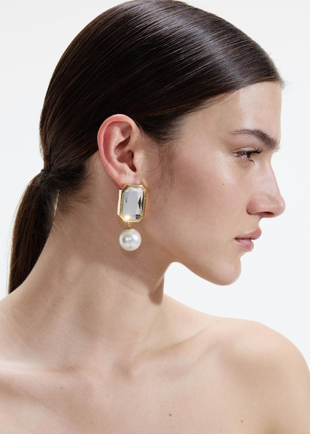 Self Portrait Crystal Pearl Tiered Earrings JEWELLERY