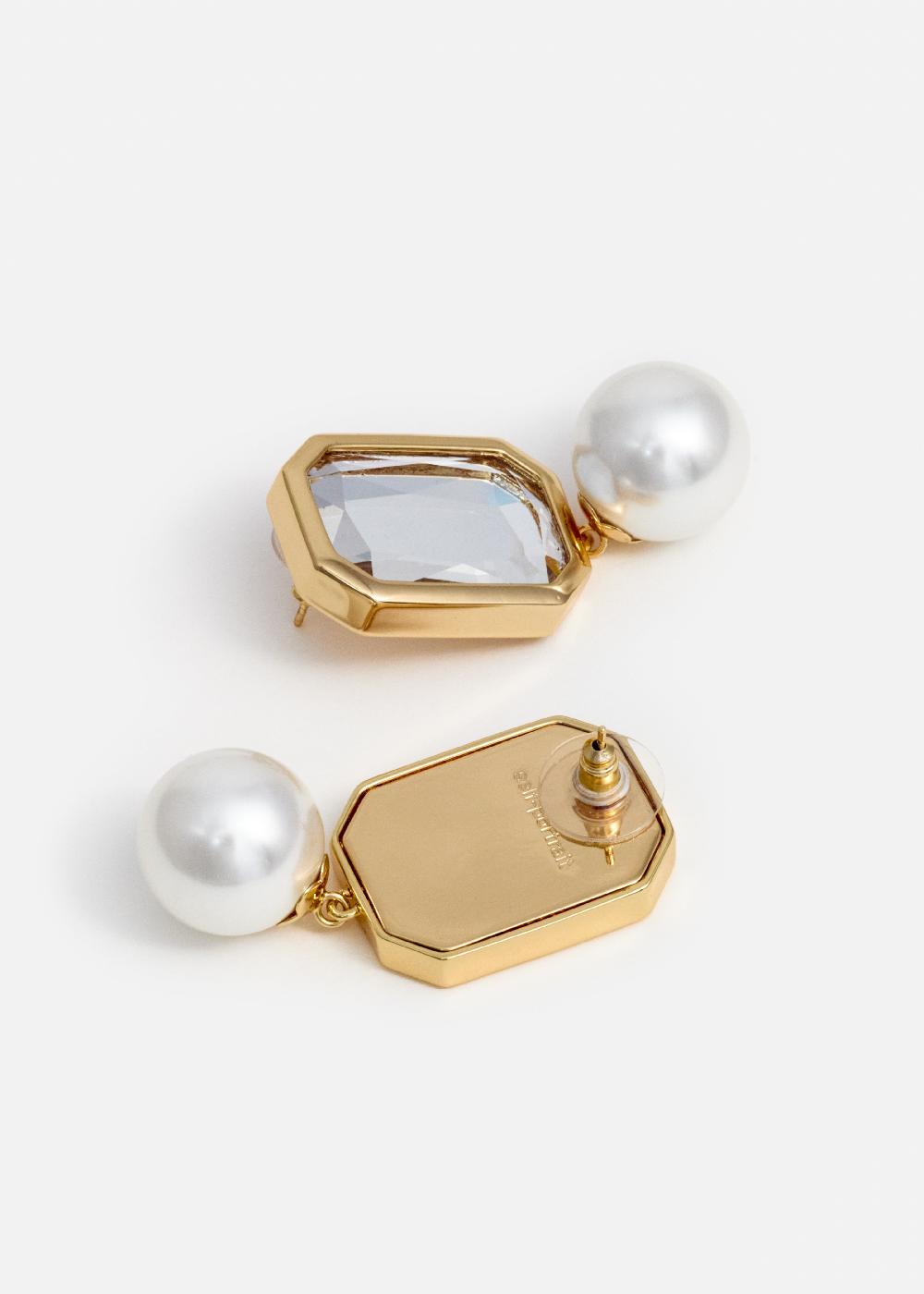 Self Portrait Crystal Pearl Tiered Earrings JEWELLERY