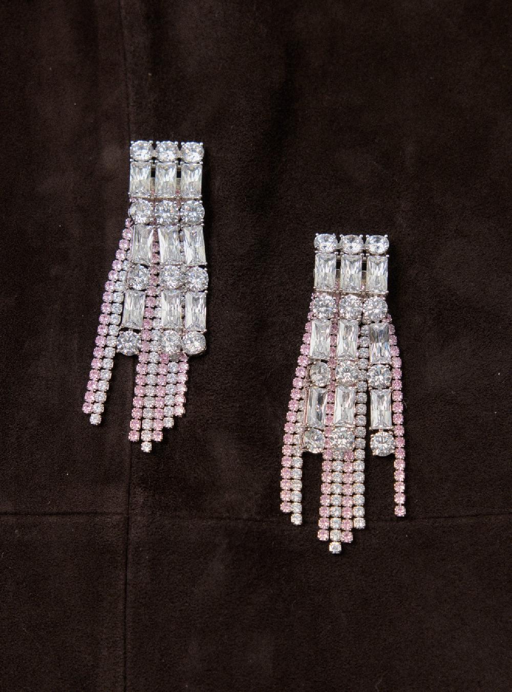 Self Portrait Crystal Pink Droplet Earrings JEWELLERY