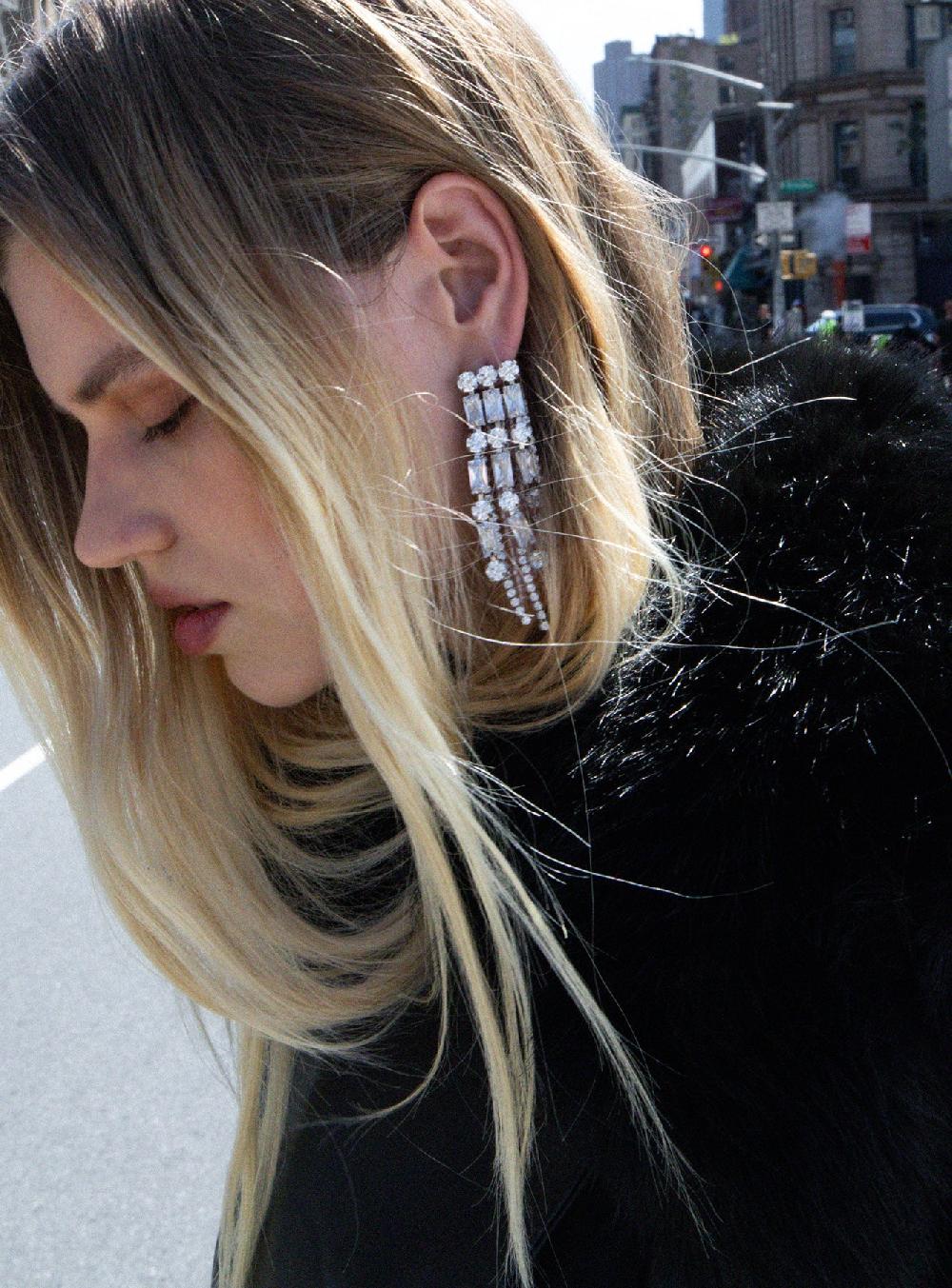 Self Portrait Crystal Pink Droplet Earrings JEWELLERY