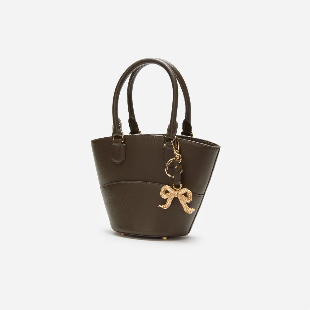 Self Portrait Dark Brown Leather Charm Tote Bag BAGS