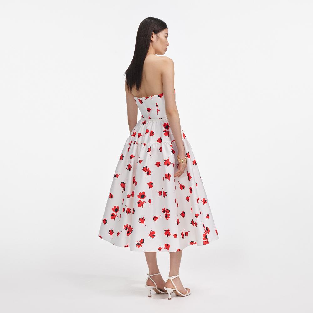 Self Portrait Floral Print Taffeta Midi Dress CLOTHING