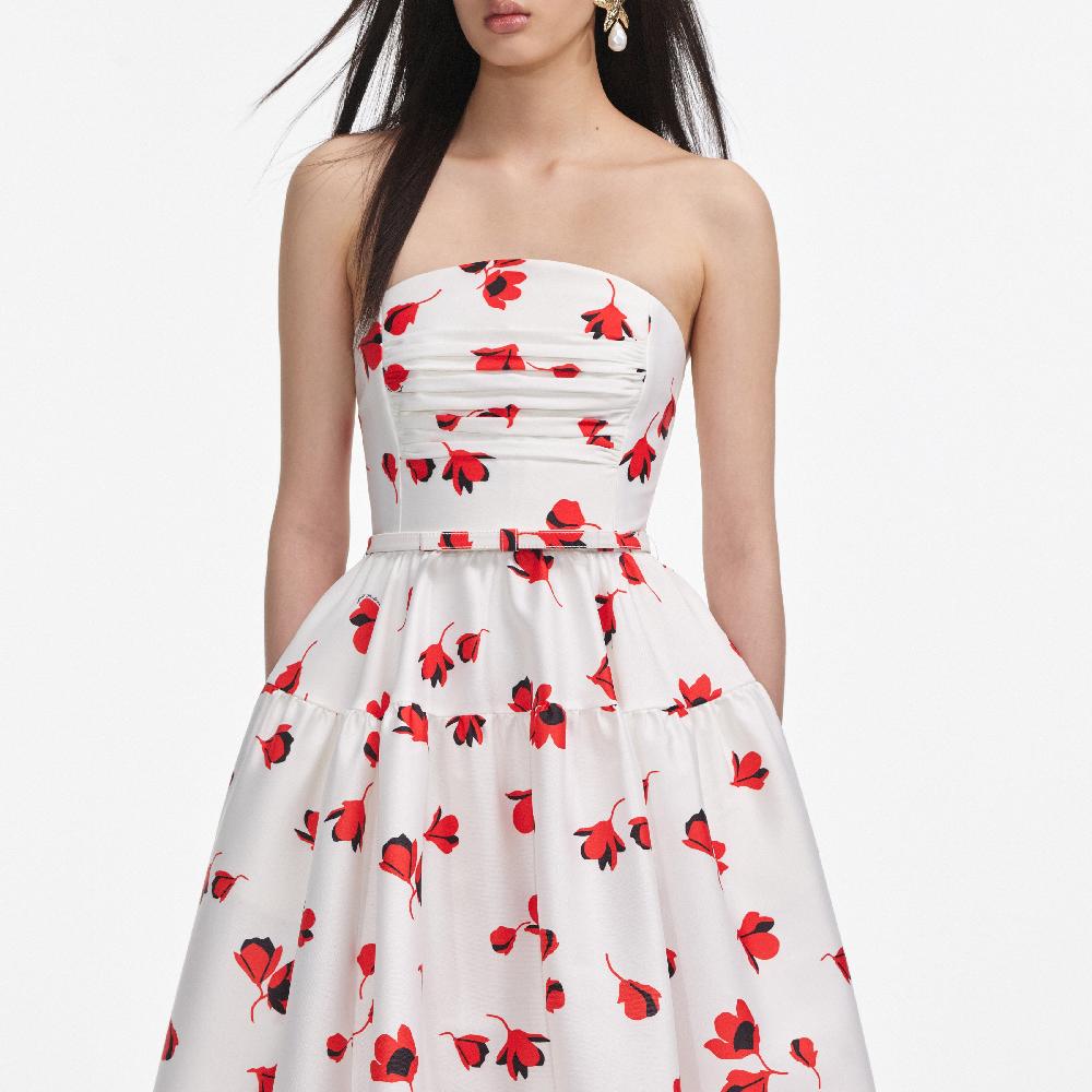 Self Portrait Floral Print Taffeta Midi Dress CLOTHING