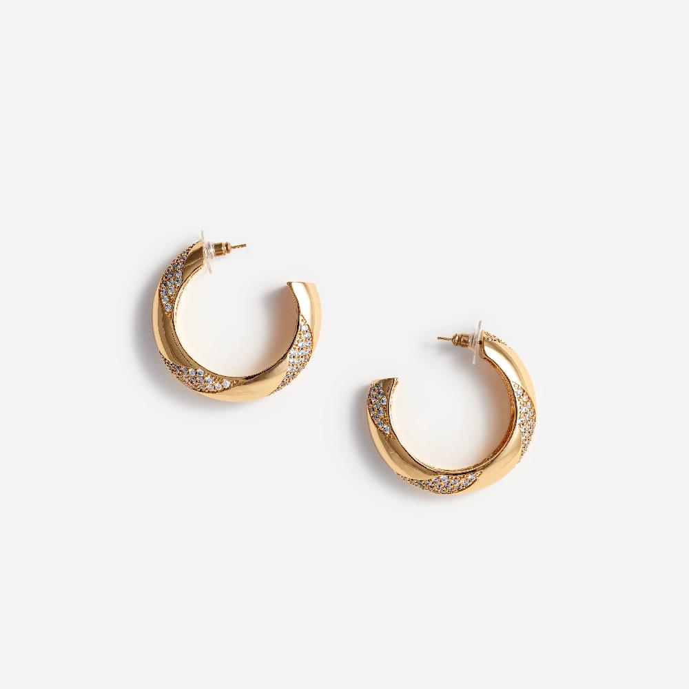self portrait Gold And Crystal Hoop Earrings JEWELLERY