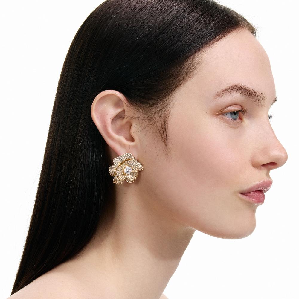 Self Portrait Gold Crystal Flower Earrings JEWELLERY