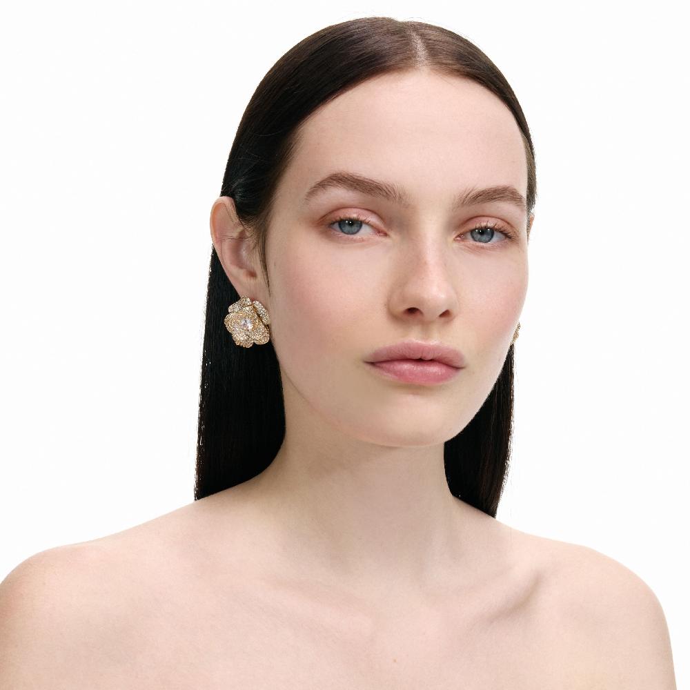 Self Portrait Gold Crystal Flower Earrings JEWELLERY