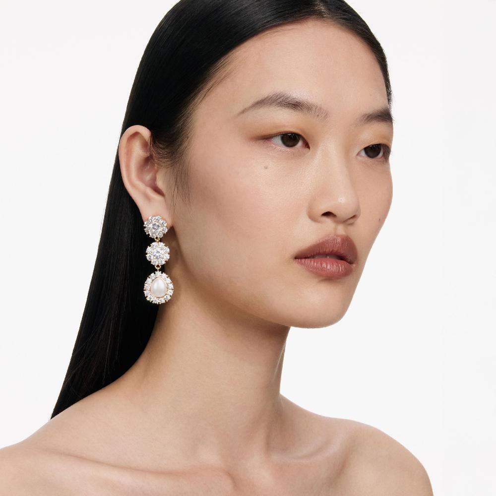 Self Portrait Gold Crystal Flower Tiered Earrings JEWELLERY