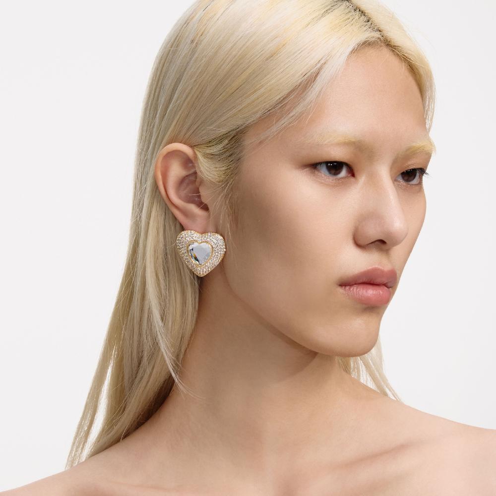 Self Portrait Gold Crystal Heart Earrings JEWELLERY