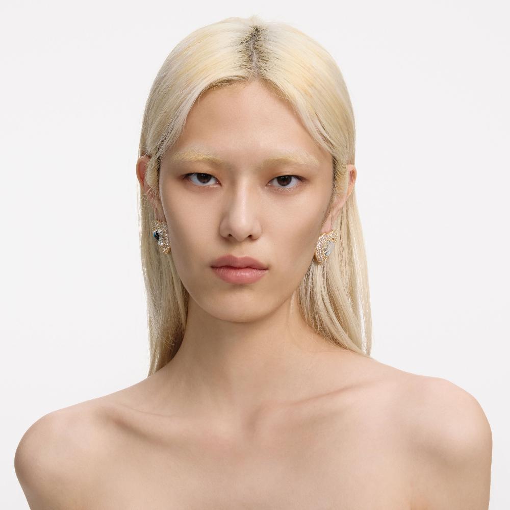 Self Portrait Gold Crystal Heart Earrings JEWELLERY