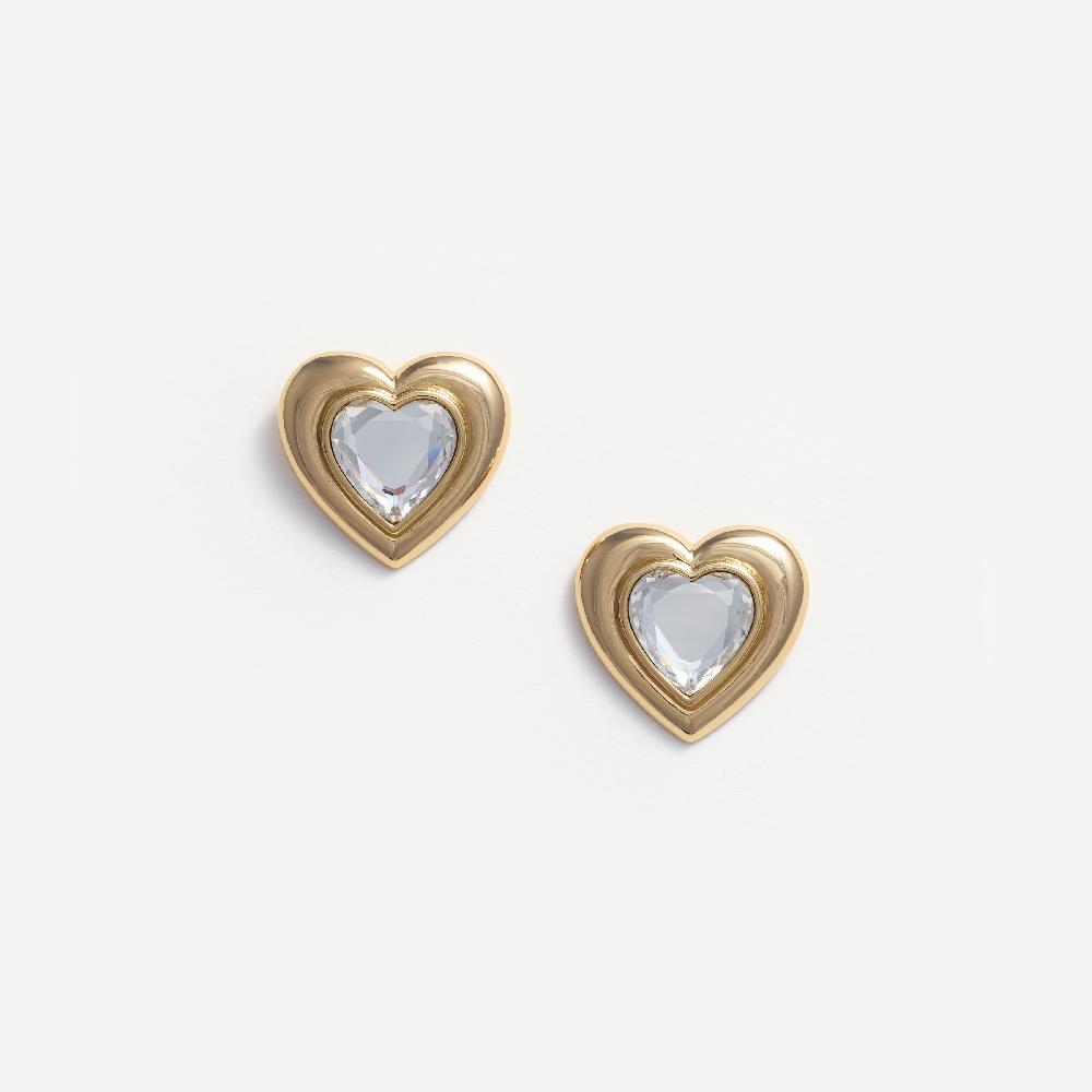 self portrait Gold Crystal Heart Earrings JEWELLERY