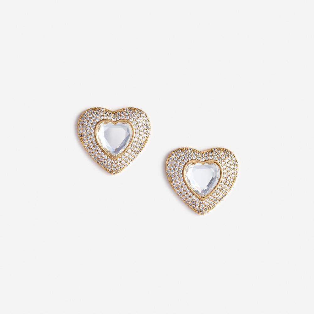 self portrait Gold Crystal Heart Earrings JEWELLERY