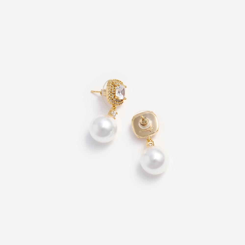 Self Portrait Gold Crystal Pearl Earrings JEWELLERY