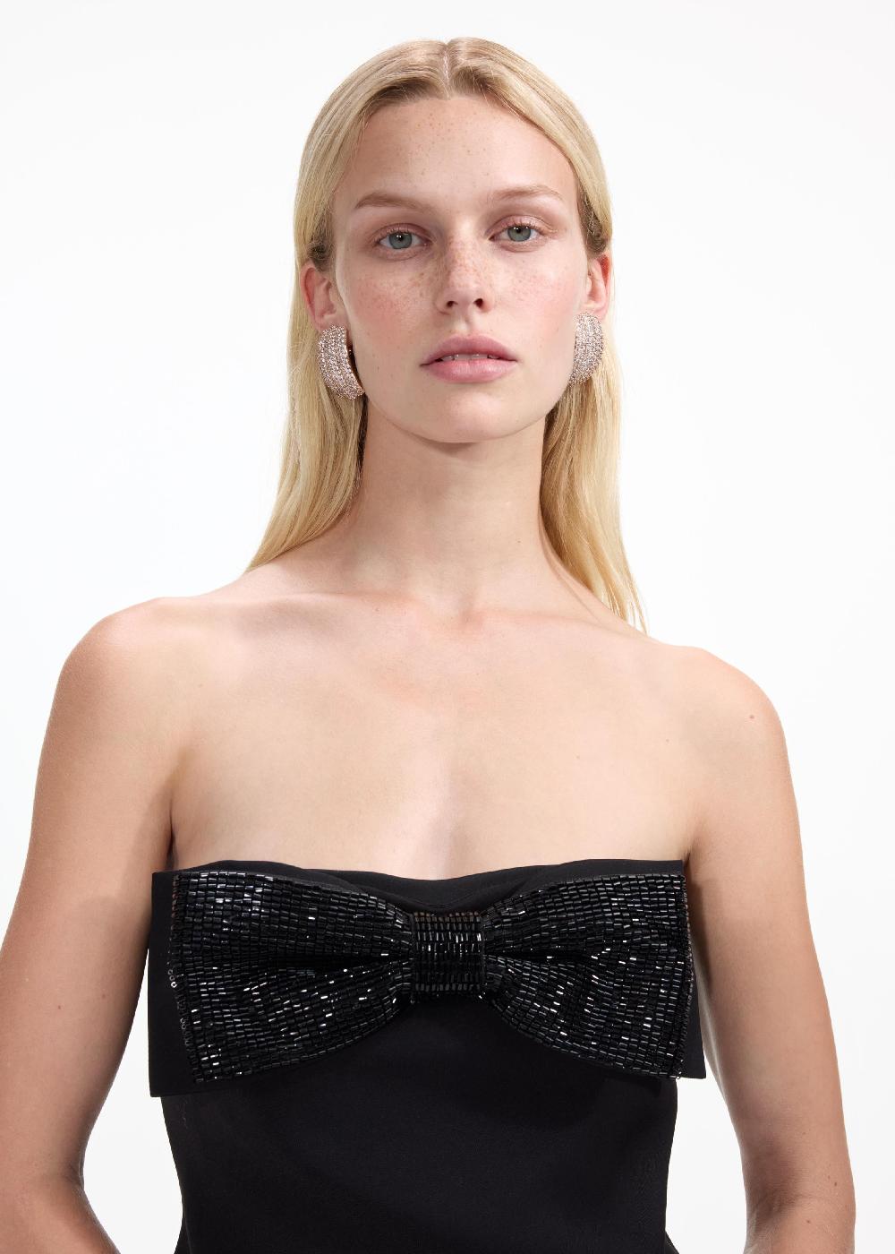 Self Portrait Gold Crystal Ridged Earrings JEWELLERY