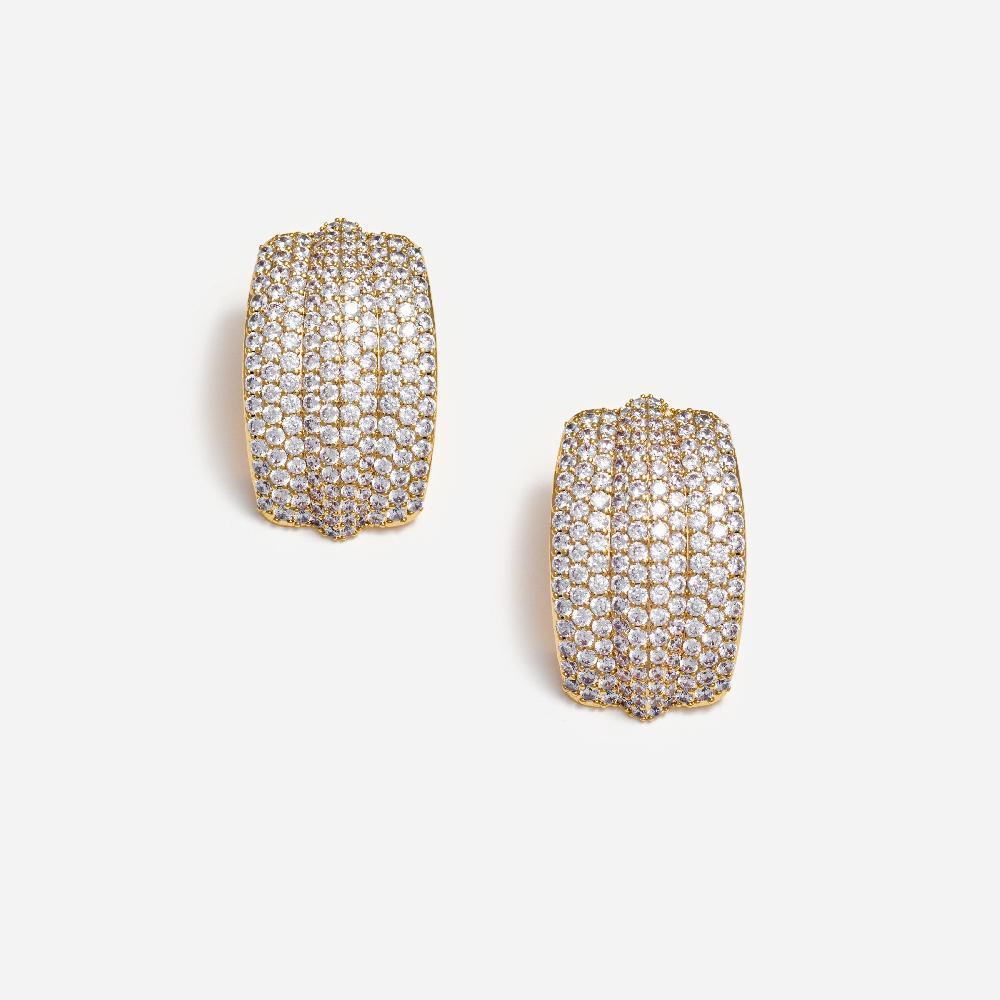 self portrait Gold Crystal Ridged Earrings JEWELLERY