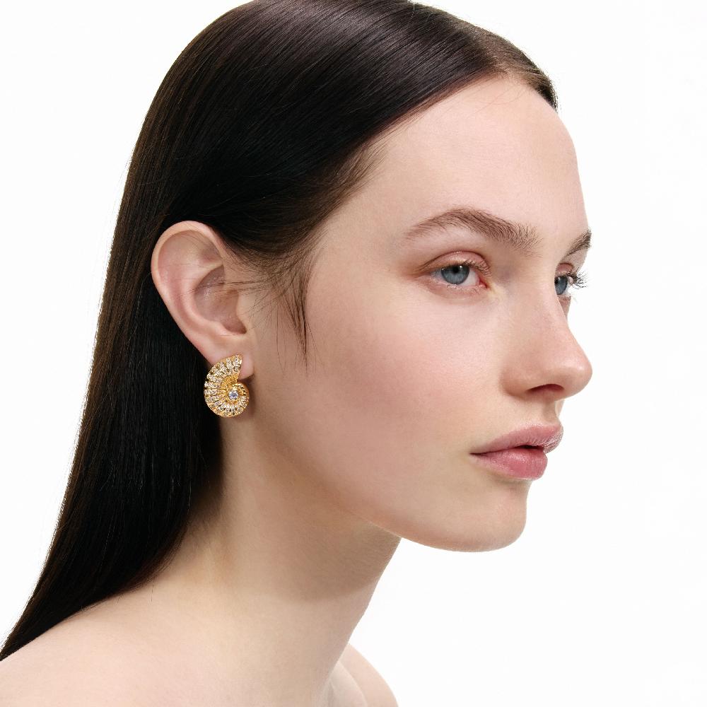 Self Portrait Gold Crystal Shell Earrings JEWELLERY