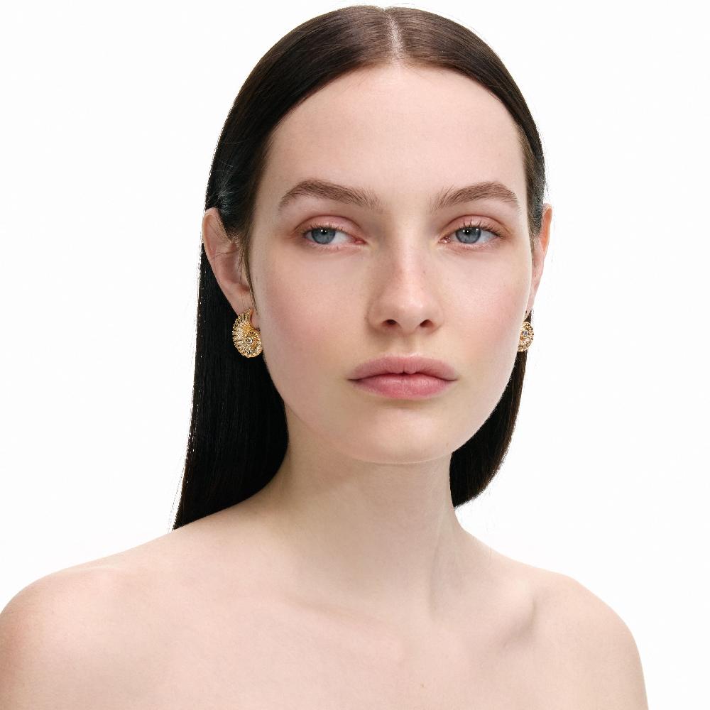 Self Portrait Gold Crystal Shell Earrings JEWELLERY