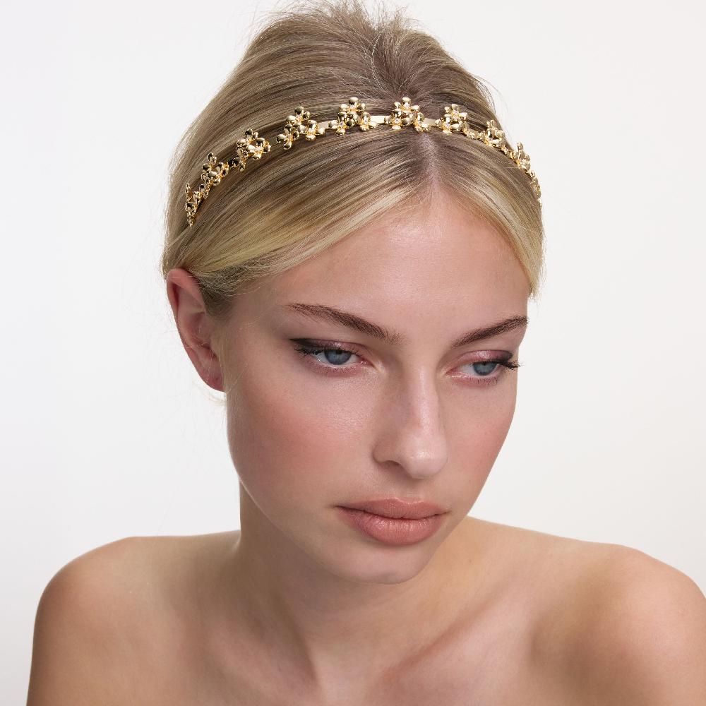 Self Portrait Gold Flower Cluster Headband JEWELLERY
