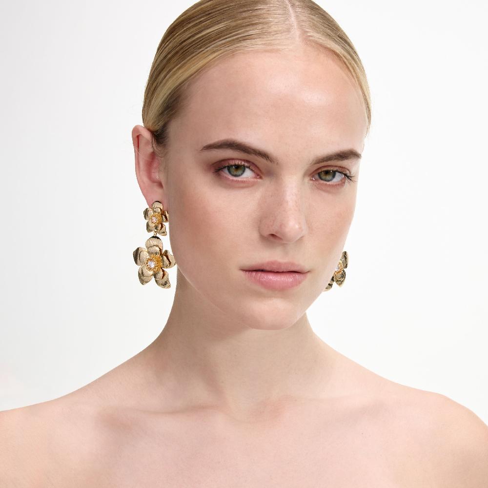 Self Portrait Gold Flower Tiered Earrings JEWELLERY