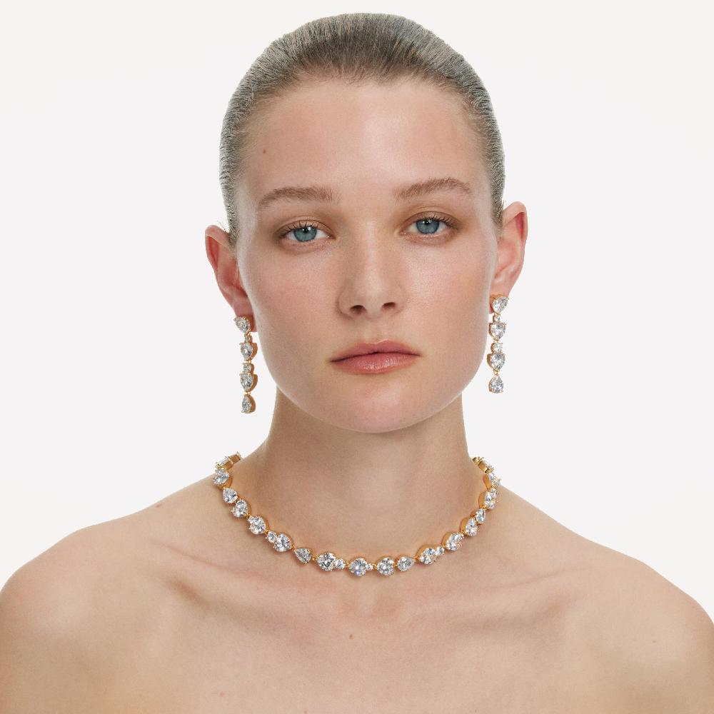 Self Portrait Gold Heart Crystal Necklace JEWELLERY