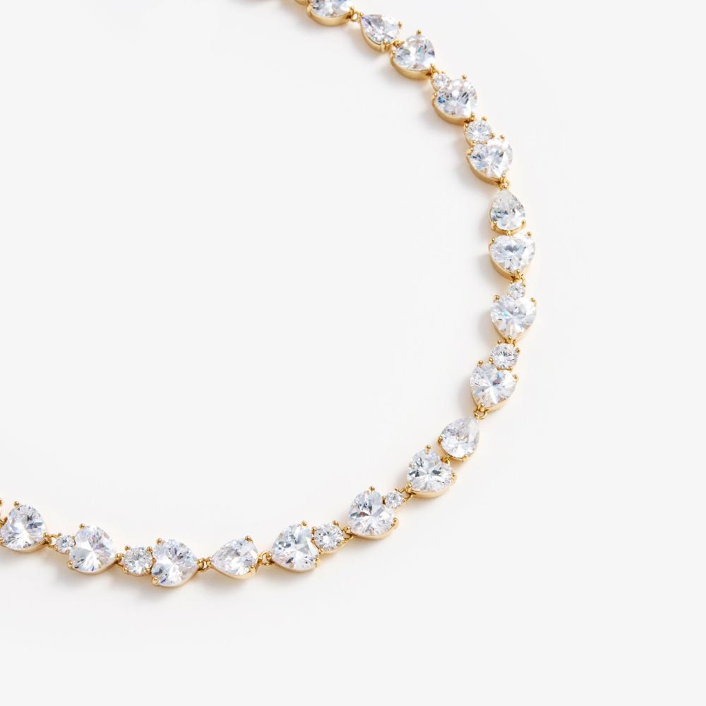 Self Portrait Gold Heart Crystal Necklace JEWELLERY