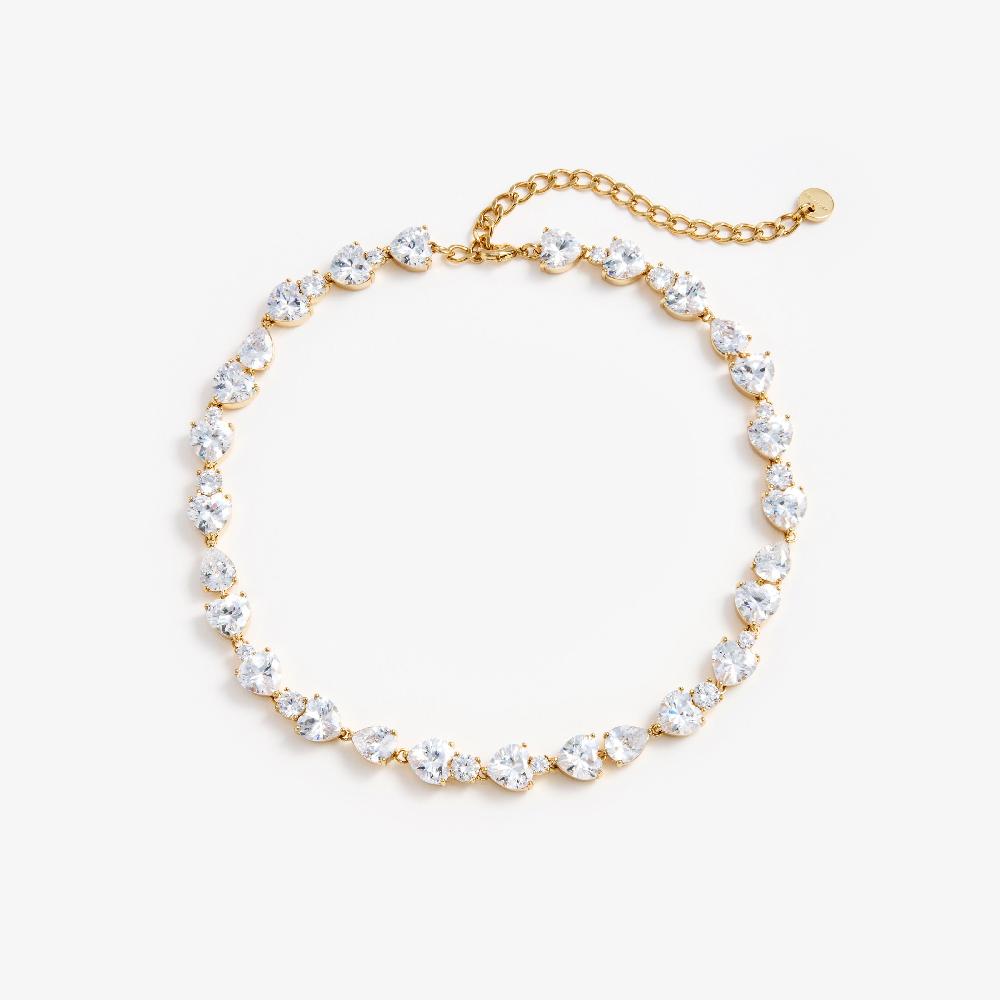 self portrait Gold Heart Crystal Necklace JEWELLERY