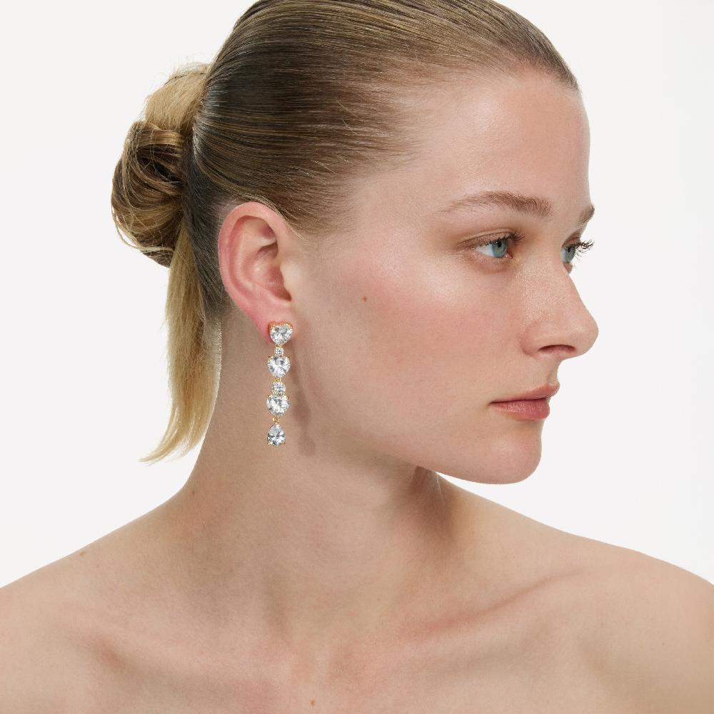 Self Portrait Gold Heart Crystal Tiered Earrings JEWELLERY