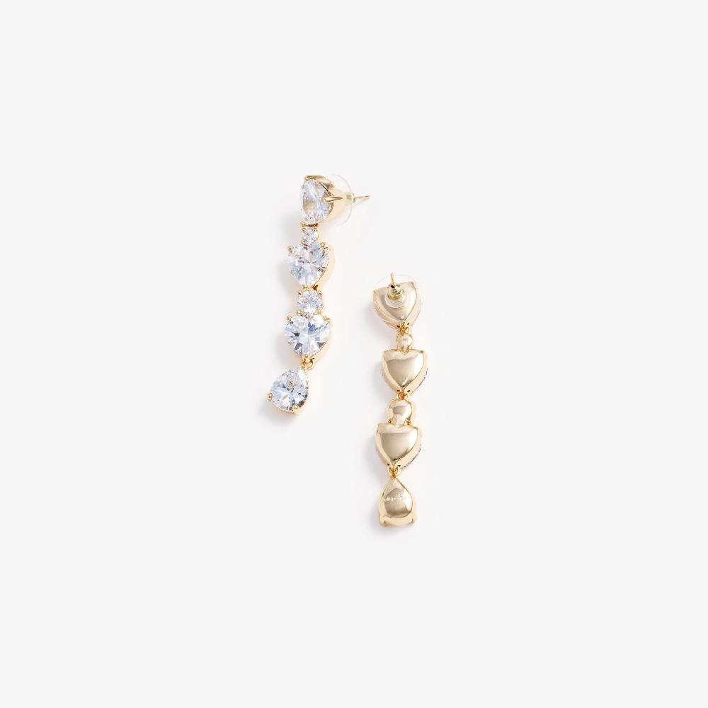 Self Portrait Gold Heart Crystal Tiered Earrings JEWELLERY