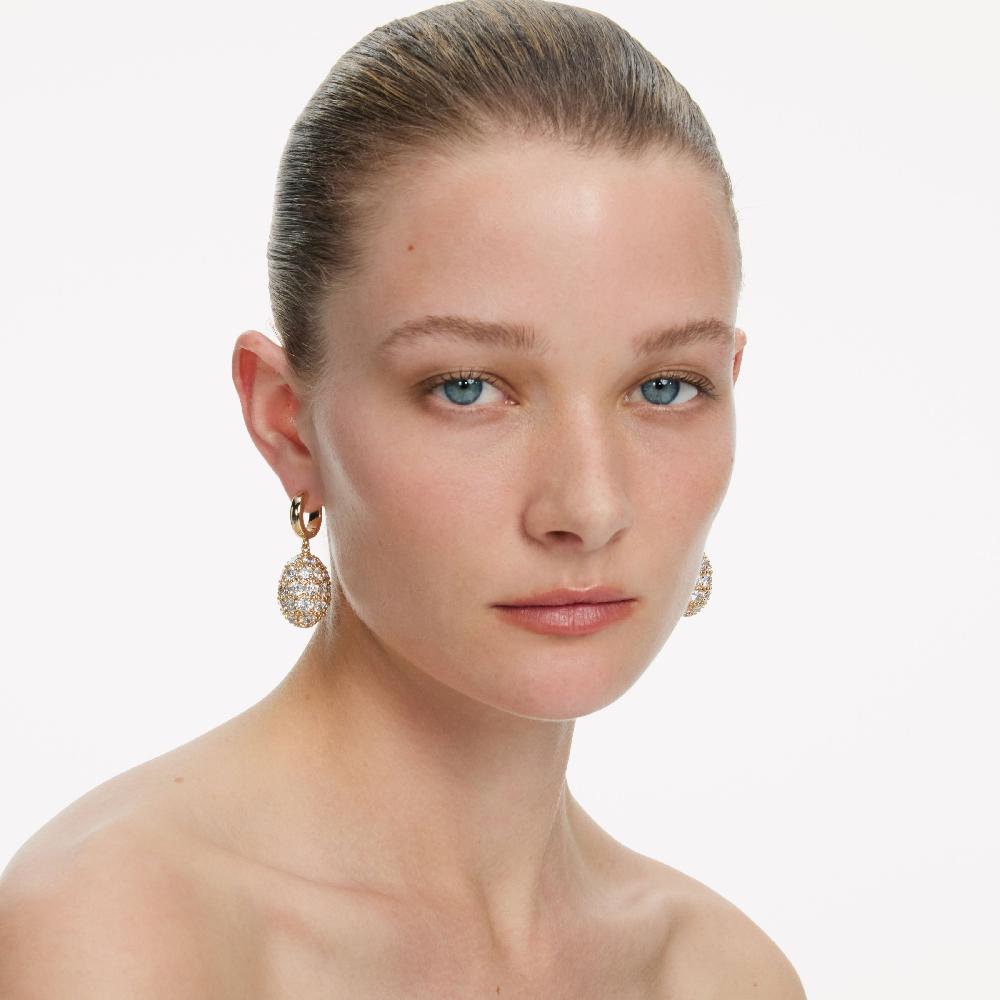 Self Portrait Gold Hoop Crystal Cluster Earrings JEWELLERY