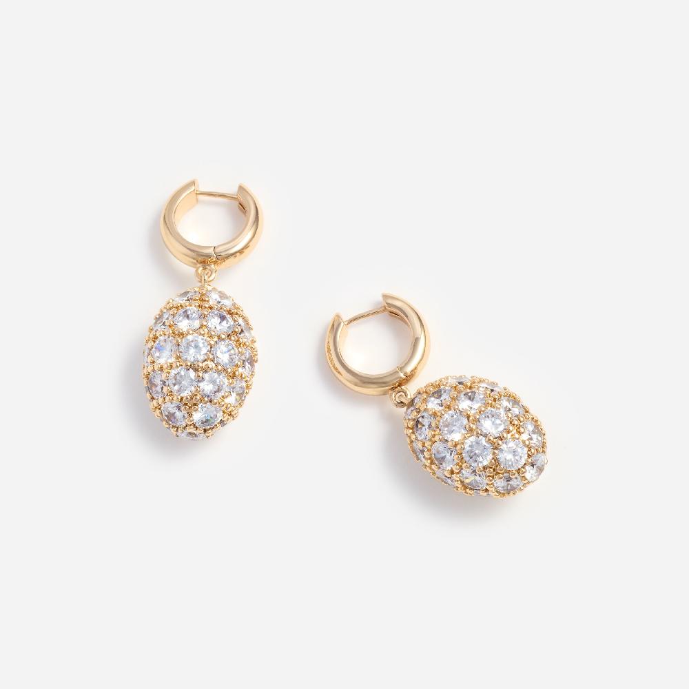 Self Portrait Gold Hoop Crystal Cluster Earrings JEWELLERY