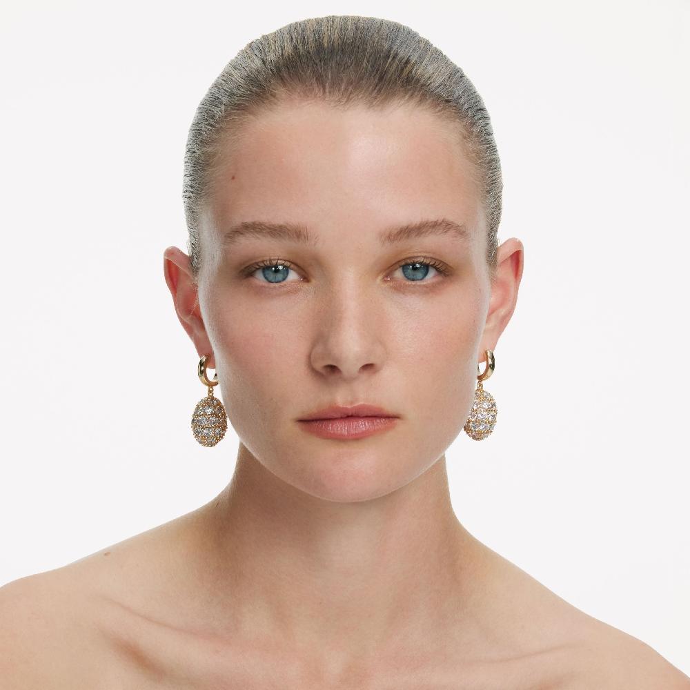 Self Portrait Gold Hoop Crystal Cluster Earrings JEWELLERY