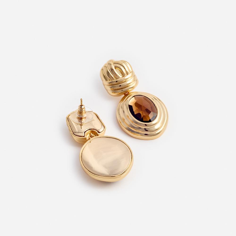 Self Portrait Gold Knot Tiered Amber Earrings JEWELLERY