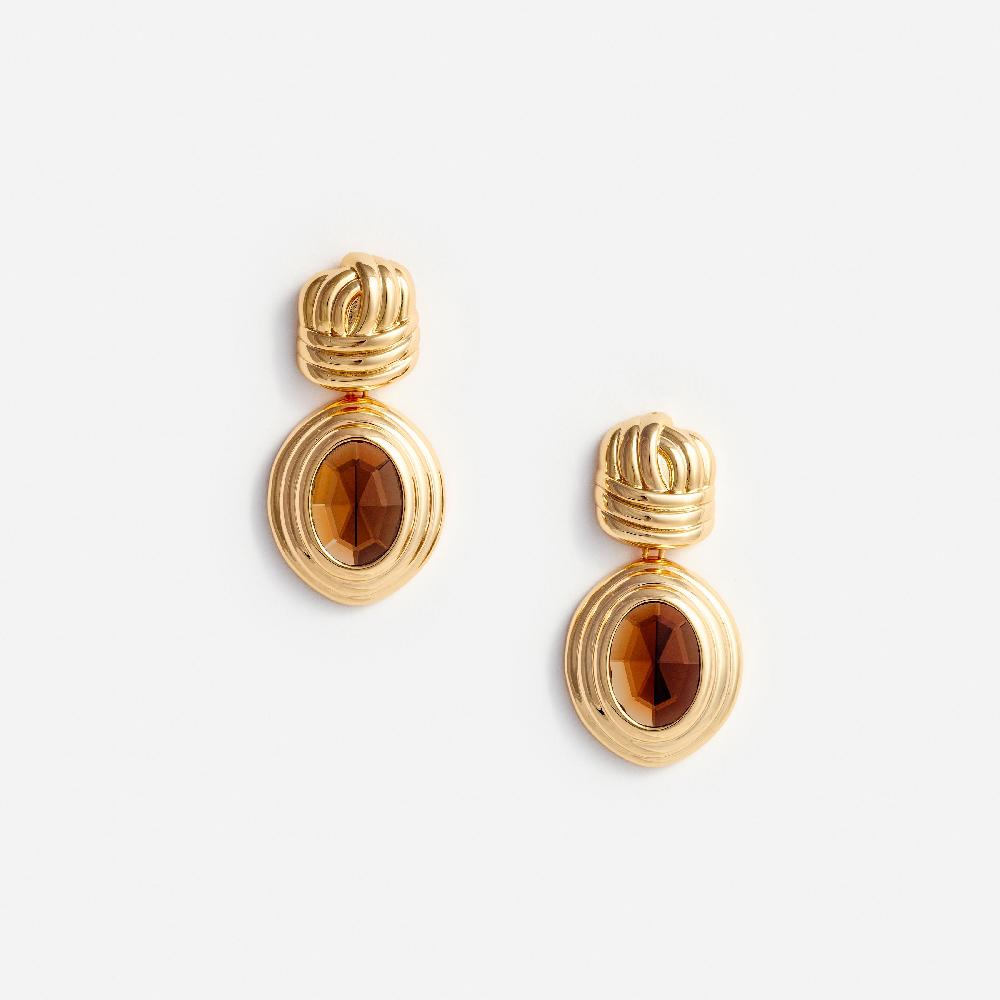 self portrait Gold Knot Tiered Amber Earrings JEWELLERY