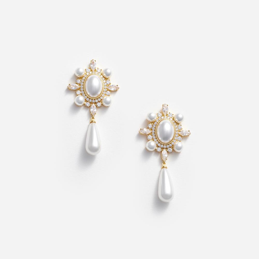 self portrait Gold Pearl Droplet Earrings JEWELLERY