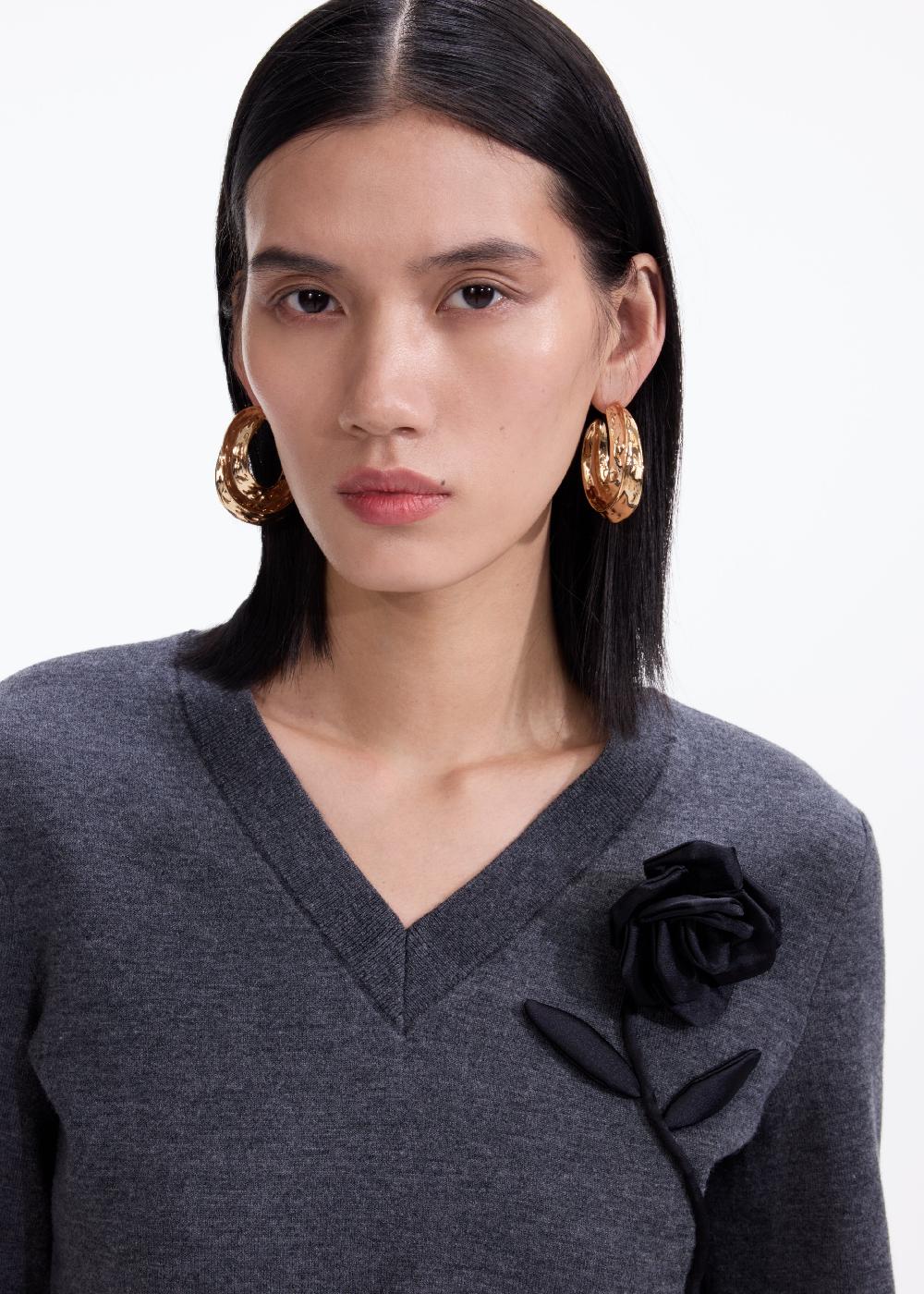 Self Portrait Gold Sculpted Hoop Earrings JEWELLERY